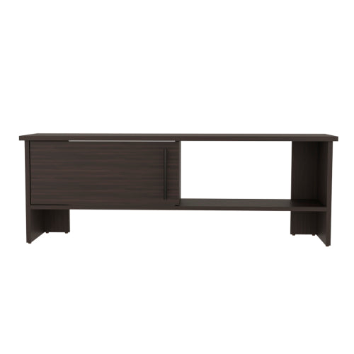47 Inch All Dark Walnut Modern TV Stand with Single Door Storage Cabinet & Open Media Shelf