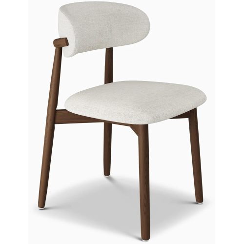 Solid Ash Wood Dining Chairs with Upholstered Seats, Set of 2, Walnut