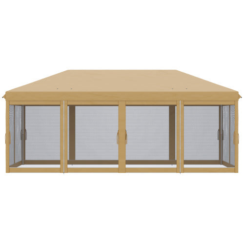 Outsunny 10' x 20' Pop Up Canopy Tent with Netting, Heavy Duty Instant Sun Shelter, Large Tents for Parties with Carry Bag for Outdoor, Garden, Patio, Beige