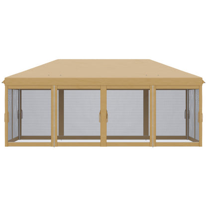 Outsunny 10' x 20' Pop Up Canopy Tent with Netting, Heavy Duty Instant Sun Shelter, Large Tents for Parties with Carry Bag for Outdoor, Garden, Patio, Beige