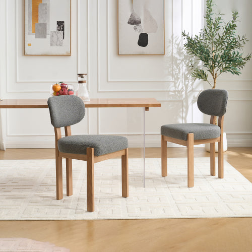 Wooden Dining Chairs Set of 2, Fabric Upholstered Farmhouse Chairs with Thick Cushion and Chenille Seat
