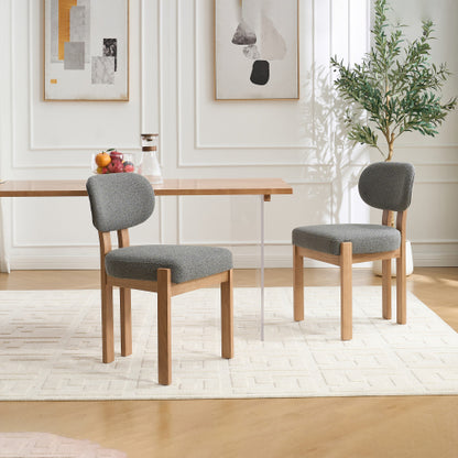 Wooden Dining Chairs Set of 2, Fabric Upholstered Farmhouse Chairs with Thick Cushion and Chenille Seat