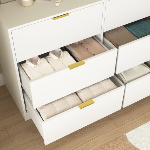 Modern 6-Drawer Dresser, Chest of Drawers for Bedroom, Living Room, Hallway, and Entryway - Large Storage Cabinet White