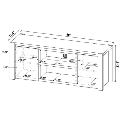 Light Oak 60 Inch Transitional 2-Door Media Console for TVs Up to 60 Inch