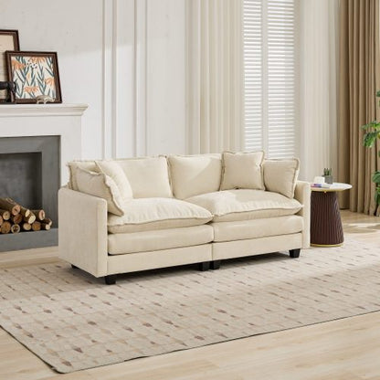 Beige Cloud Loveseat Modular Sofa, Chenille Fabric, Ottoman Not Included