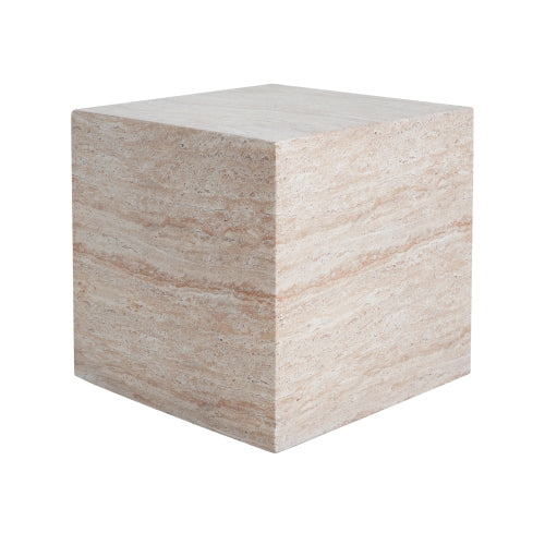Outdoor/Indoor Square Travertine Lightweight Concrete Side Table