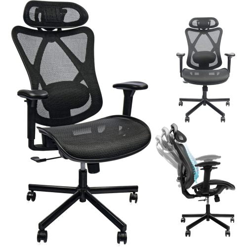 Office Chair,Ergonomic Office Chairs with Wheels,Adjustable Lumbar Support,Armrest,Headrest-Tilt High Back Desk Chair with Mute Wheel for Office, Home, Gaming