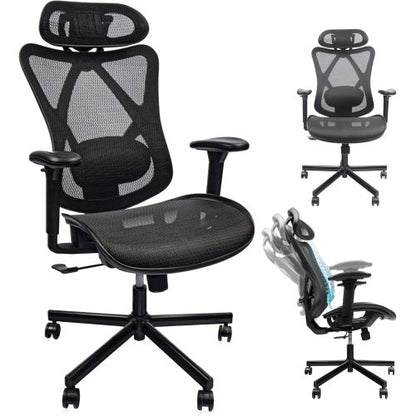 Office Chair,Ergonomic Office Chairs with Wheels,Adjustable Lumbar Support,Armrest,Headrest-Tilt High Back Desk Chair with Mute Wheel for Office, Home, Gaming
