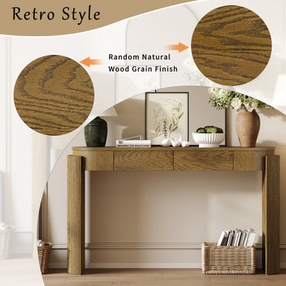 Retro Minimalist Curved Sideboard with Gold Handles and Adjustable Dividers for Living Room or Dining Room (Antique Black)