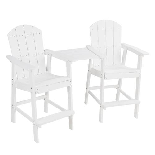 Lounge chair White color, suitable for all seasons: Outdoor lounge chair, made of sturdy HIPS material, equipped with 304 stainless steel accessories.