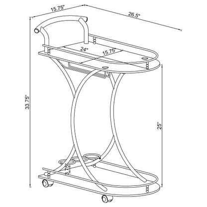 White 2-Tier Glass Shelf Metal Bar Cart