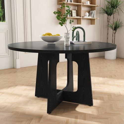 47 Inch Round Wood Grain Dining Table