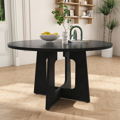 47 Inch Round Wood Grain Dining Table