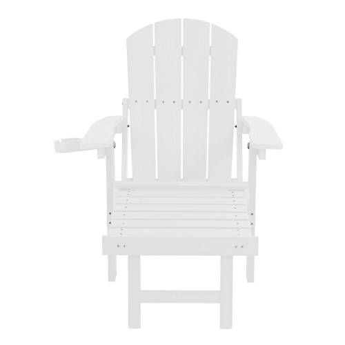 Lounge chair white color, suitable for all seasons: Outdoor lounge chair, made of sturdy HIPS material, equipped with 304 stainless steel accessories.