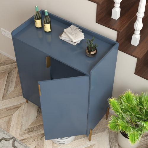 2 doors home wine bar cabinet with wine rack & adjustable storage shelf, modern sideboard with soft-closing hinge, dinning room buffet cabinet, Liquor Cabinet kitchen, living room coffee cart Blue