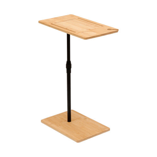 Height Adjustable Bamboo C-Shaped 2-Tier Side Table