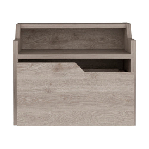 Light Gray Dual-Tier Floating Nightstand with Drawer