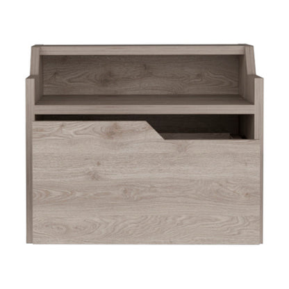 Light Gray Dual-Tier Floating Nightstand with Drawer