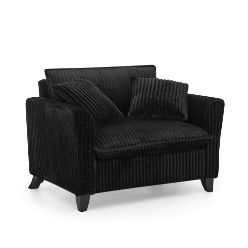 Black Retro Corduroy Ergonomic Lazy Single Sofa Chair with Dual Armrests