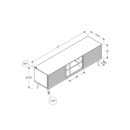 72 Inch Contemporary Black Laminate TV Stand with Sliding Doors & Cable Management