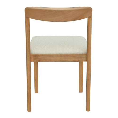 Open Back Rubberwood Dining Chairs with Upholstered Seats, Set of 2, Natural/Beige
