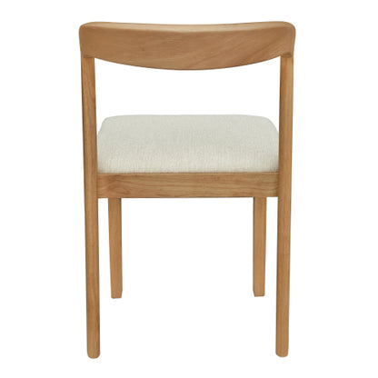 Open Back Rubberwood Dining Chairs with Upholstered Seats, Set of 2, Natural/Beige
