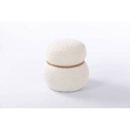 White Snowman Shaped Plush Ottoman Foot Stool, Cute Character Accent Seat for Entryway Kids Room