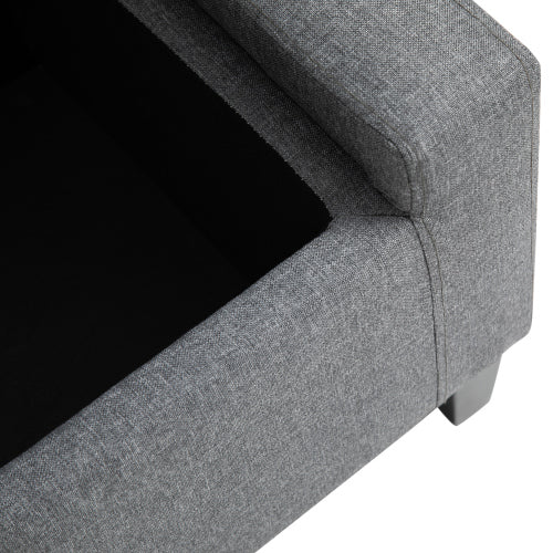 36.25 inch Gray Linen Tufted Storage Ottoman Bench, Lift Top Footrest, 330 LBS Rubberwood Leg End-of-Bed Stool