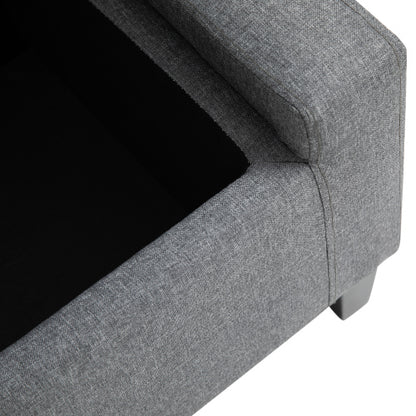 36.25 inch Gray Linen Tufted Storage Ottoman Bench, Lift Top Footrest, 330 LBS Rubberwood Leg End-of-Bed Stool