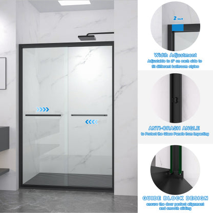 44-48"x72" Aluminum Frame Double Sliding Shower Door,Bypass Bathroom Sliding Door with Premium 5/16" (8mm)