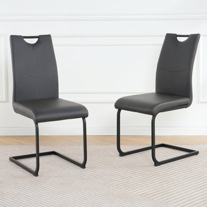PU Upholstered Dining Chairs with Metal Legs, Set of 2, Charcoal/Gray