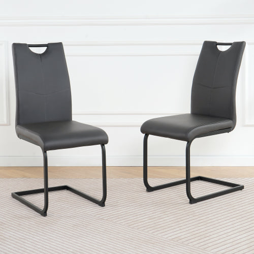 PU Upholstered Dining Chairs with Metal Legs, Set of 2, Charcoal/Gray