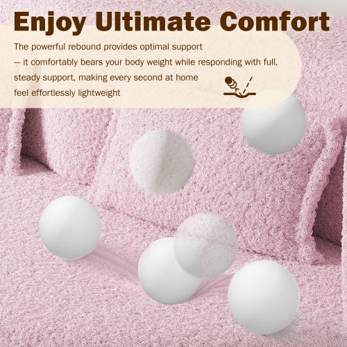 Pink Full-Size Sherpa Fleece Convertible Floor Sofa Bed, 2 Pillows, No Assembly