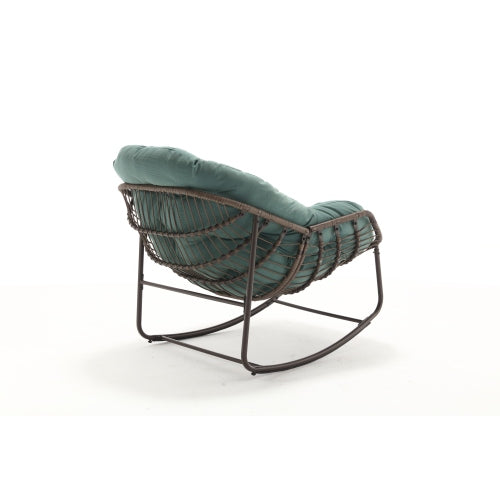 Outdoor Rocking Chair, Patio Oversized Wicker Egg Rocking Chair, Indoor & Outdoor Comfy Rocker Chair with Thick Cushion
