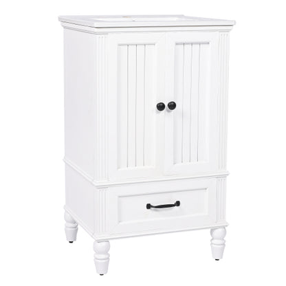 20" Bathroom Vanity with Sink, Bathroom Cabinet with Two Doors, Magnetic Door Stopper and Adiustable Foot Pads, A Drawer, White