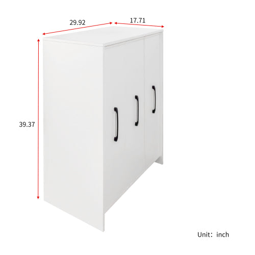 3-Tier Freestanding Pull-Out Door Mobile Bookcase Multi-Grid Storage Cabinet with Universal Wheels