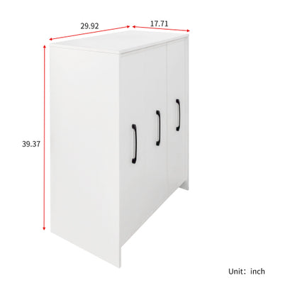 3-Tier Freestanding Pull-Out Door Mobile Bookcase Multi-Grid Storage Cabinet with Universal Wheels