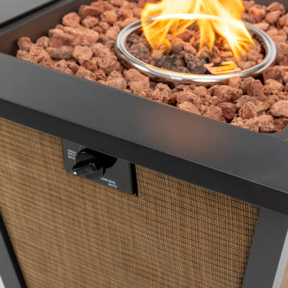 28" Propane Gas Fire Pit Table, 50000 BTU Square Steel Fire Pit for Outside Patio Deck Garden Courtyard -Brown