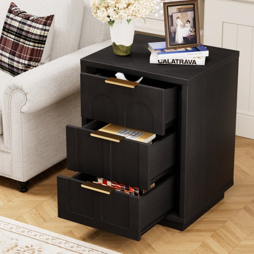 Black 3-Drawer 2-Pack Nightstands