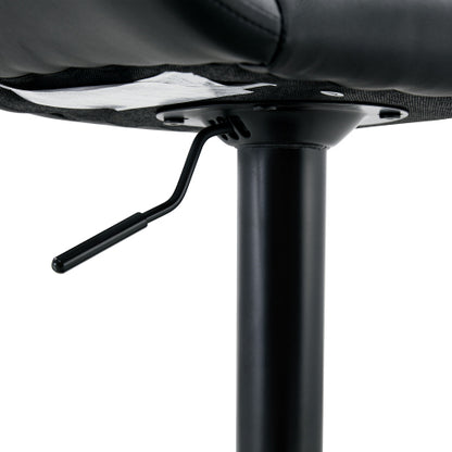 Modern Swivel Adjustable Bar Stools Set - 2 Pack, Black PU Material, with Footrest, Holds Up to 250 lbs, Suitable for Home Bars and Kitchen Islands .