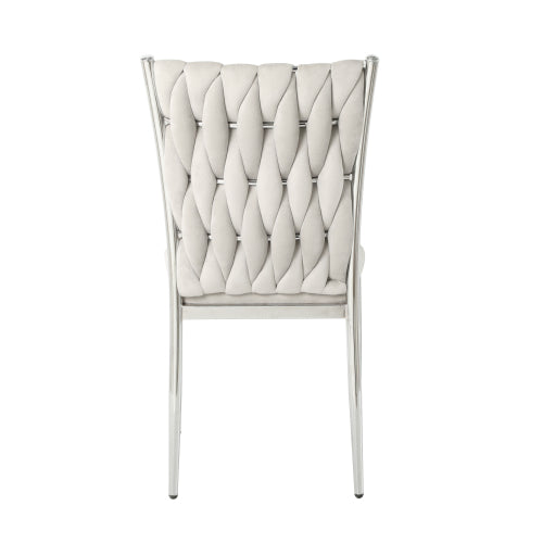 Velvet Upholstered Dining Chairs with Metal Legs, Set of 2, Light Gray