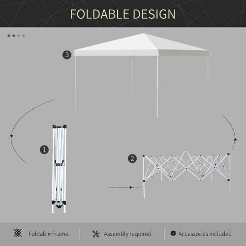 Outsunny 13' x 13' Pop Up Canopy Tent, Instant Sun Shelter, Tents for Parties, Height Adjustable, with Wheeled Carry Bag for Outdoor, Garden, Patio, Parties, White