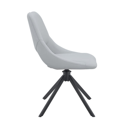 Swivel PU Leather Dining Chairs with Auto-Return, Set of 4, Light Gray