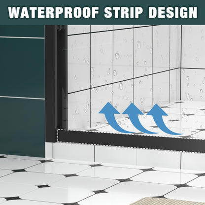 56-60"x74" Aluminum Frame Double Sliding Shower Door,Bypass Bathroom Sliding Door with Premium 1/4" (6mm) Clear Tempered Glass, Black Hardware Sliding Glass Shower Enclosure,Matte Black Finished