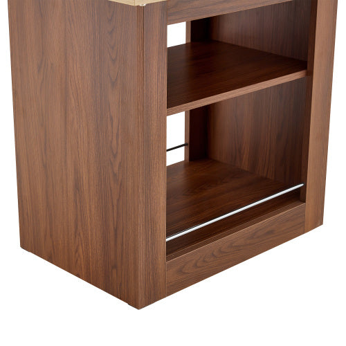 Expandable MDF Dining Table with Storage, Walnut Finish