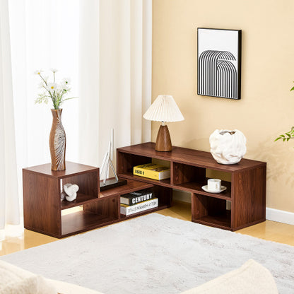 Dark Walnut Modular TV Stand with Open Storage Entertainment Center