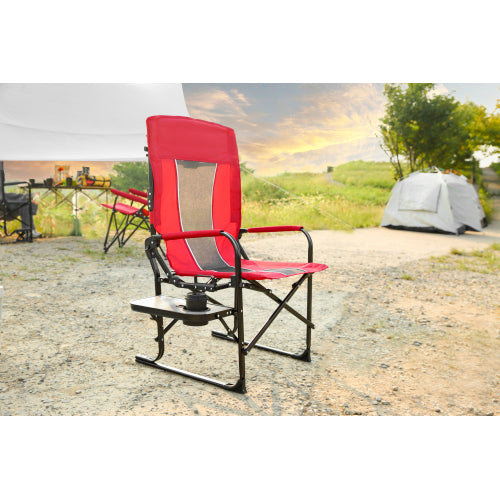 Camping Directors Chair, Heavy Duty,Oversized Portable Folding Chair with Side Table, Pocket for Beach, Fishing,Trip,Picnic,Lawn Red