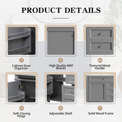36'' Bathroom Vanity with Top Sink, Modern Bathroom Storage Cabinet with 2 Drawers and a Tip-out Drawer, Single Sink Bathroom Vanity