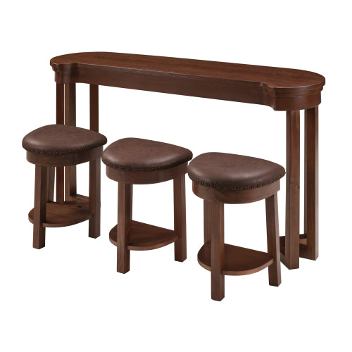4-Piece Cherry Solid Wood Bar Set, 60inch  Table & 3 PU Stools