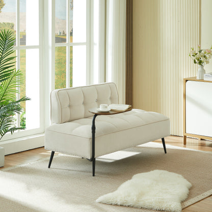 54-Inch Modern Velvet 2-Seater Sofa with Built-In 360 degree  Rotating Side Table
